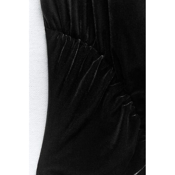 🖤RHINESTONE STRAP VELVET MIDI DRESS - Picture 6 of 11